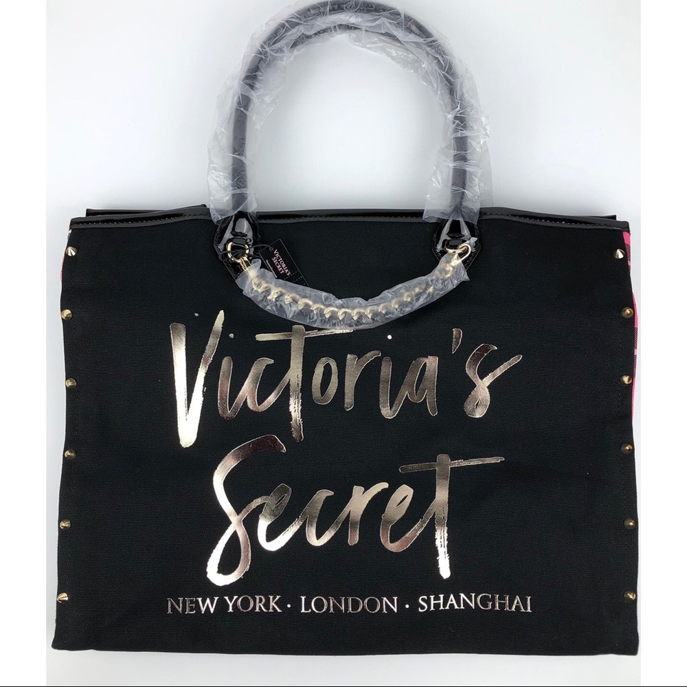VICTORIA SECRET Pink Plaid City Tote NEW - Picture 3 of 8